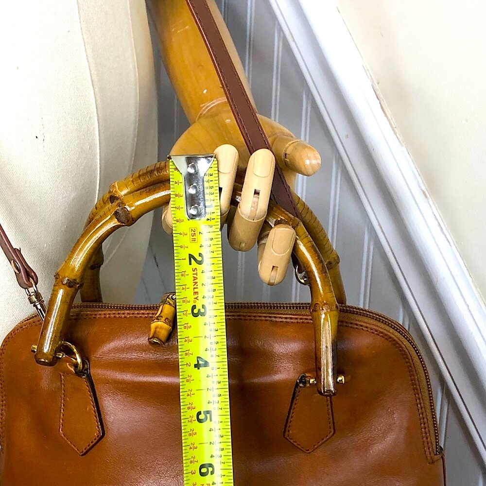 GUCCI Bamboo Handle Burned Orange Leather Dome Shaped Top Zipper Crossbody Bag - Picture 7 of 16